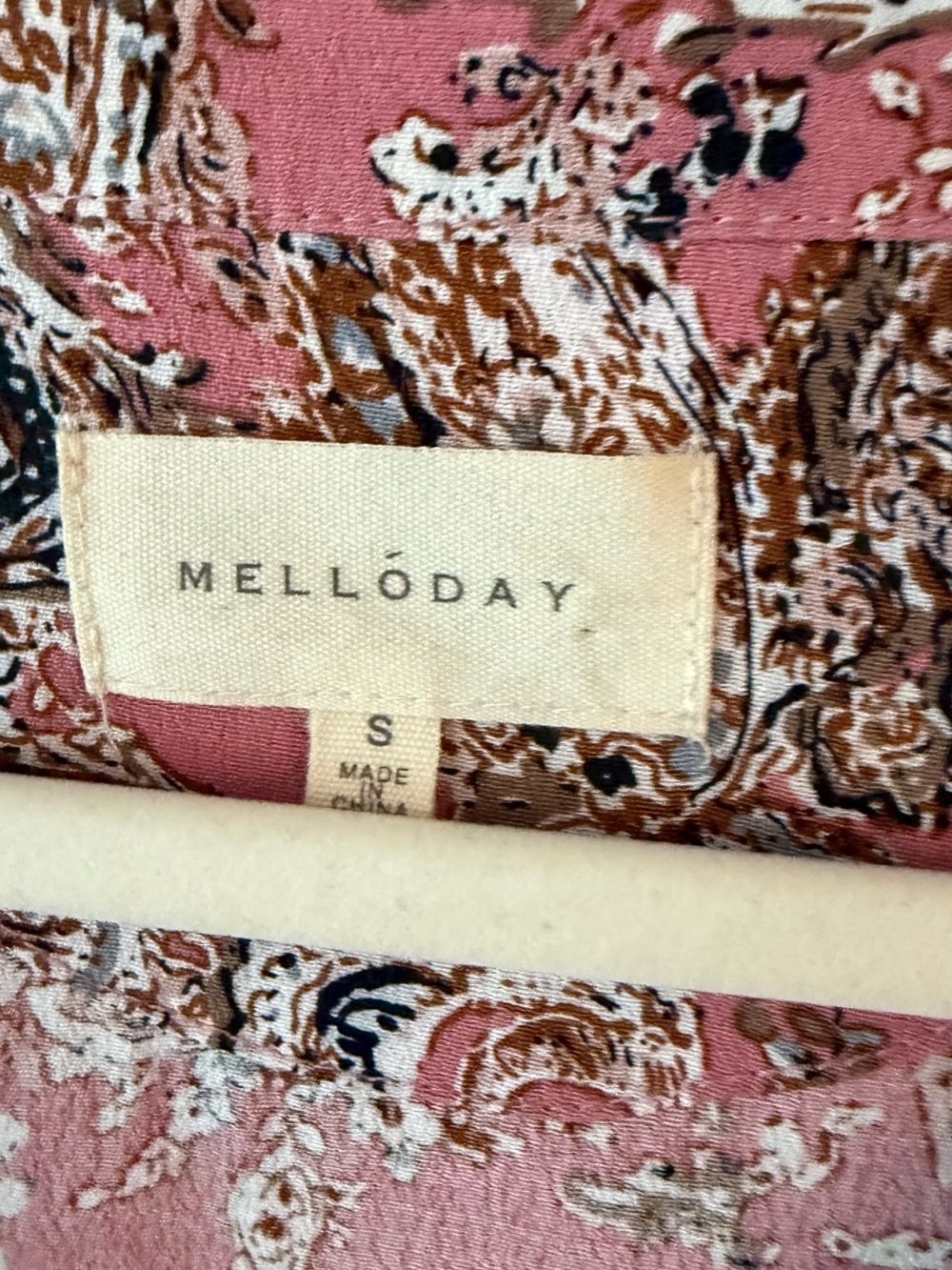 Melloday Pink Paisley Cotton Babydoll Tunic Top Boho Cottagecore Peasant Blouse - Picture 4 of 6